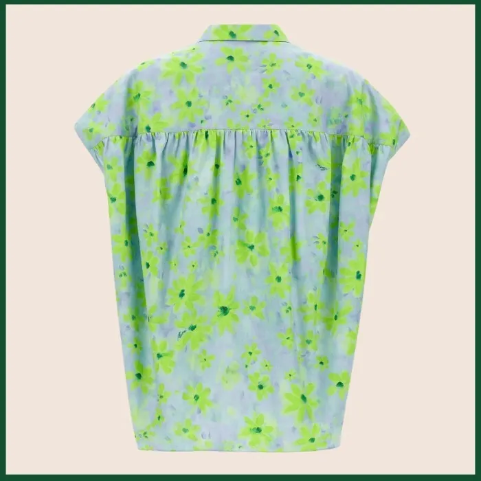 MARNI Light Green Poplin Cocoon Shirt with Parade Print: Shop Now