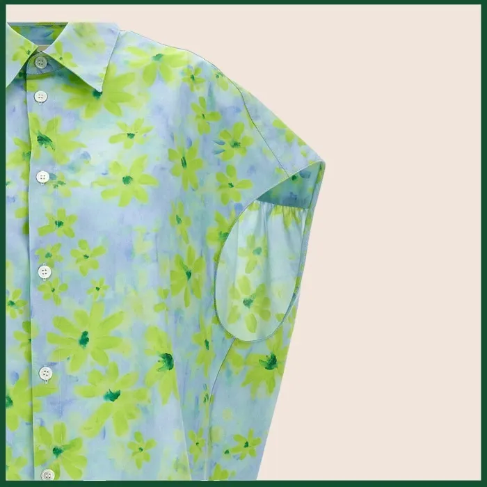 MARNI Light Green Poplin Cocoon Shirt with Parade Print: Shop Now