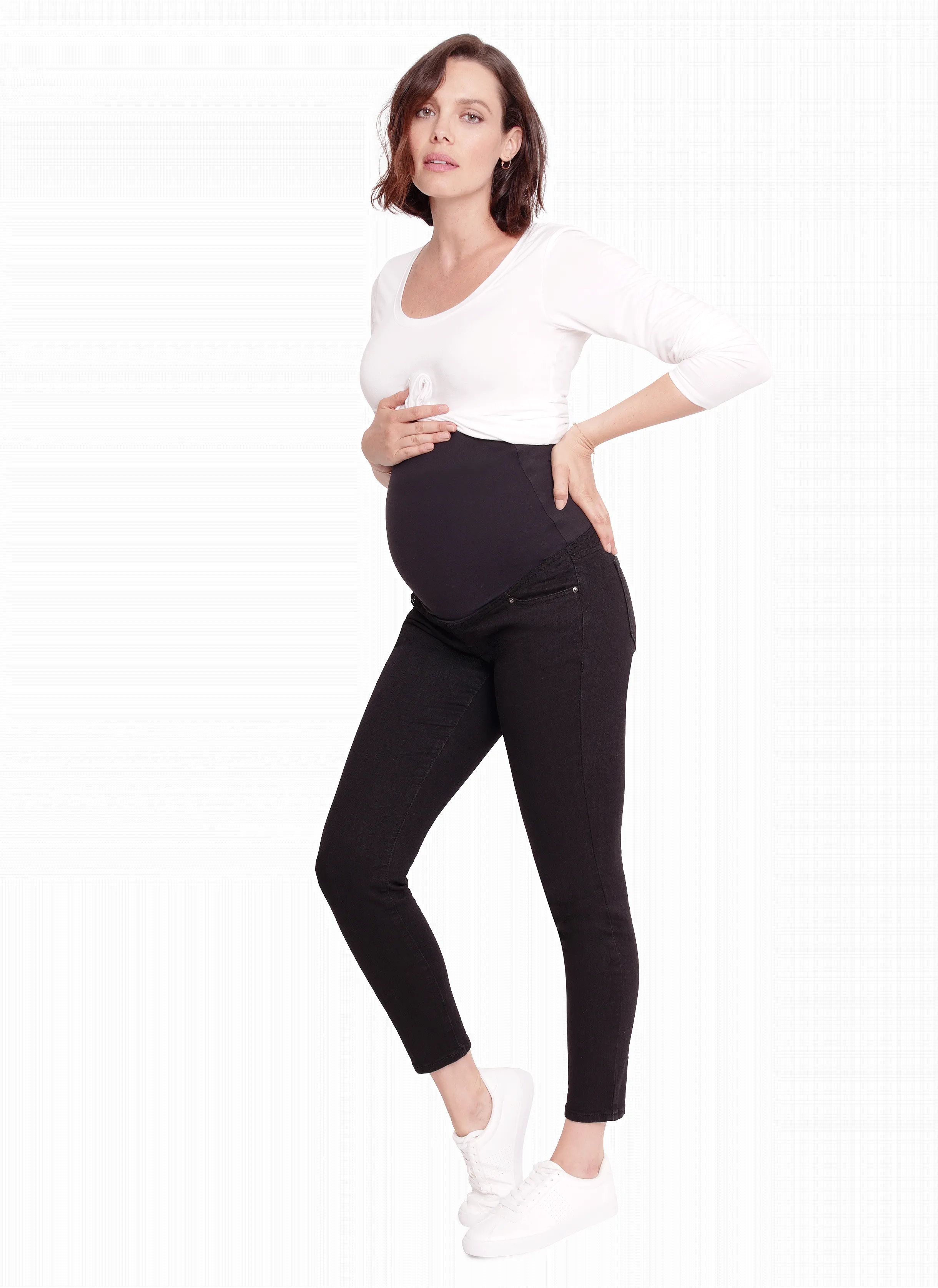 Maternity Skinny Jeans Ft. Crossover Panel