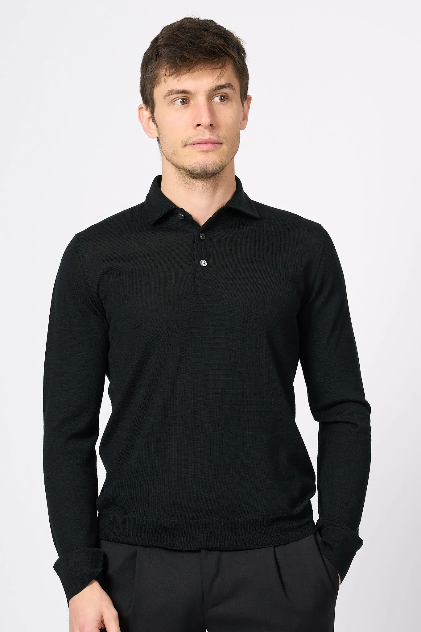 Men's Black Wool Ottaviani Polo