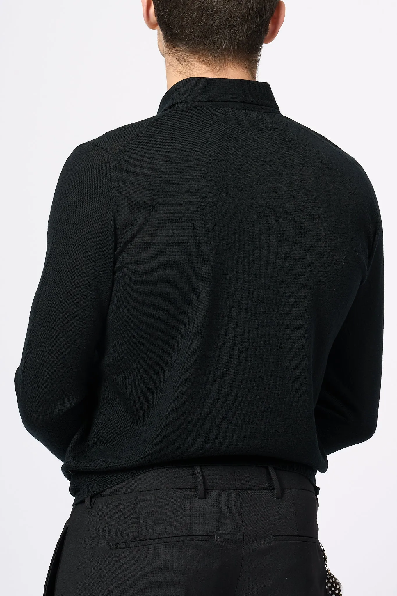 Men's Black Wool Ottaviani Polo