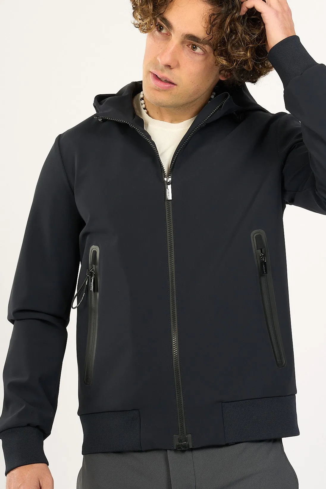 Men's Blue Summer Hooded Jacket