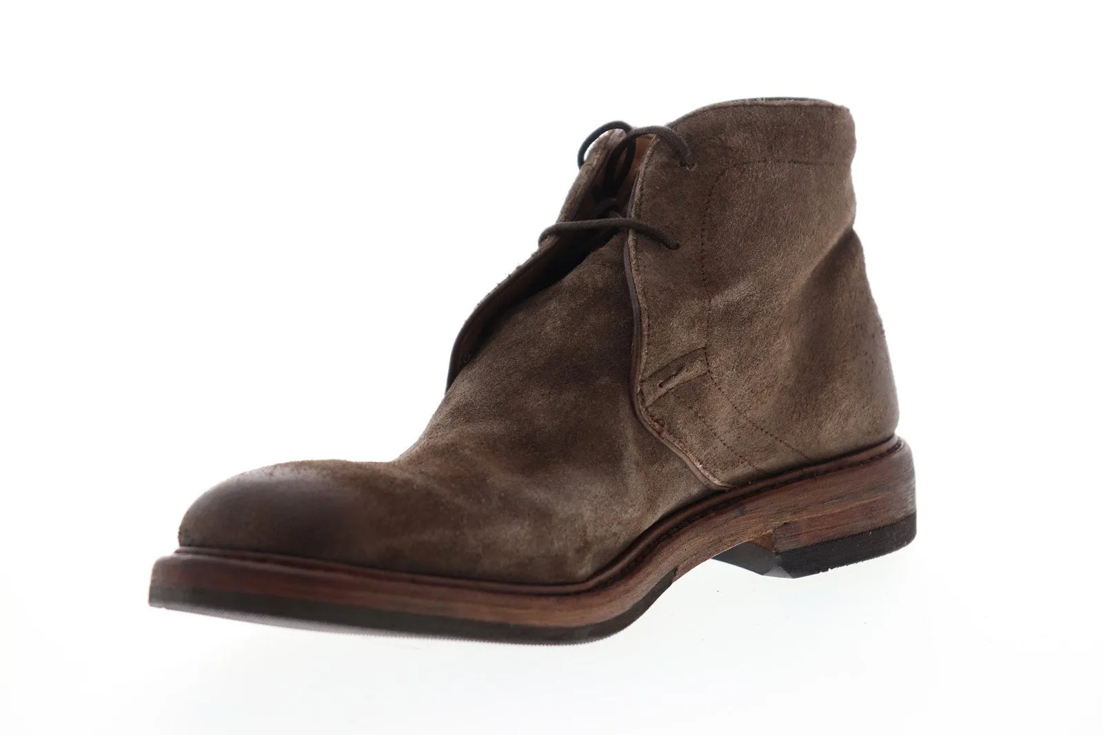 Mens Brown Leather Mid Top Lace Up Chukka Boots for Men 