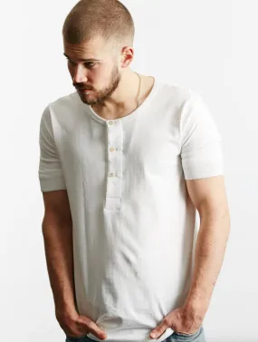 Loopwheeler 207 Short Sleeved Henley in White from Merz b. Schwanen