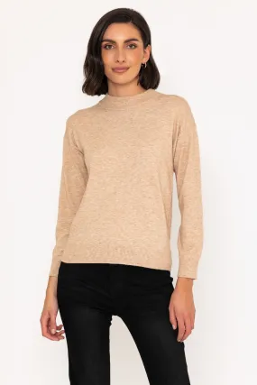 Mock High Neck Knit Jumper in Ecru