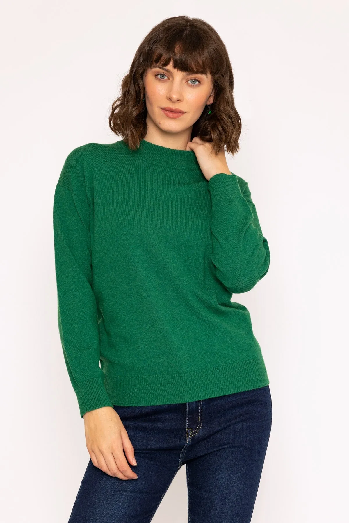 Mock High Neck Knit Jumper in Green