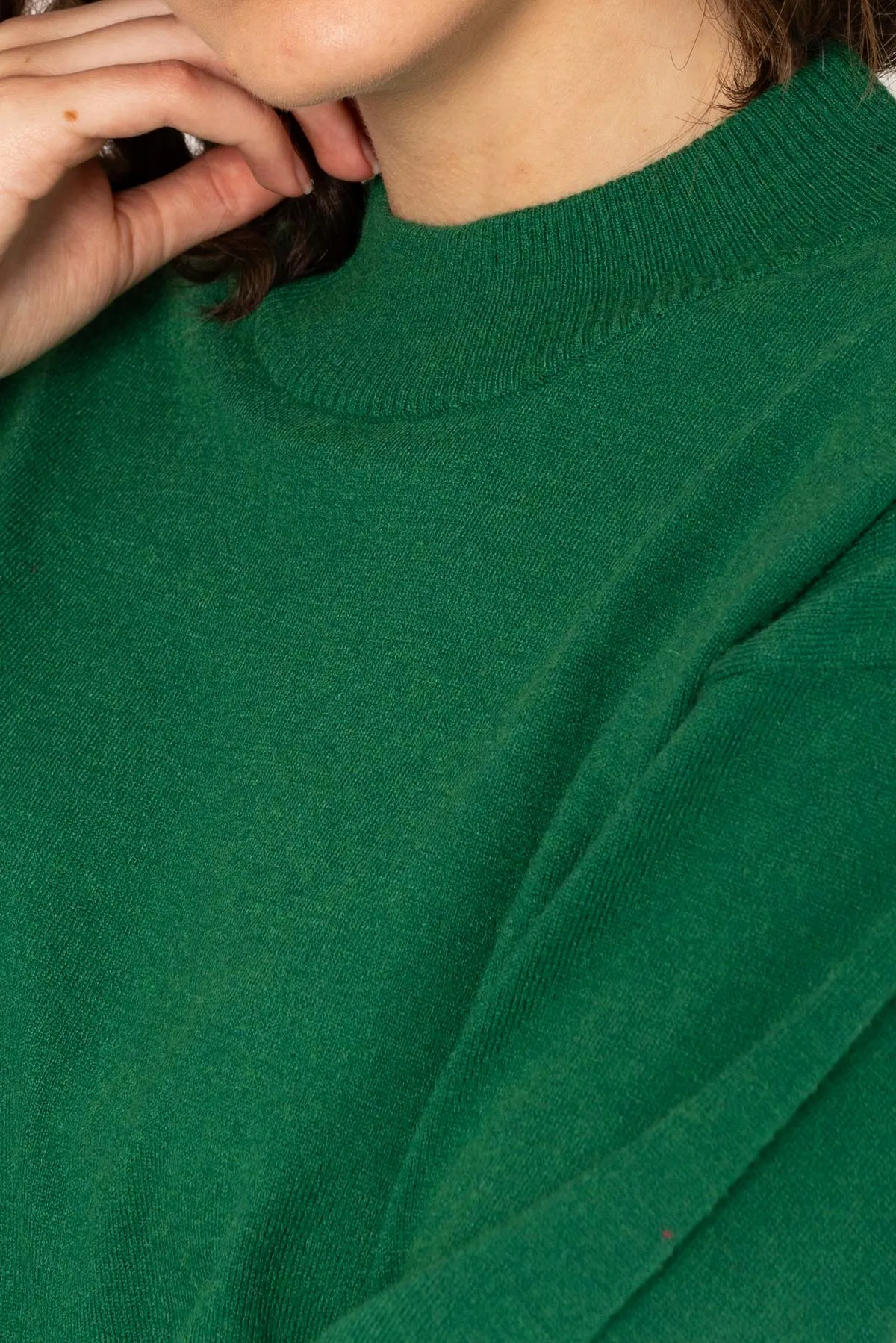 Mock High Neck Knit Jumper in Green