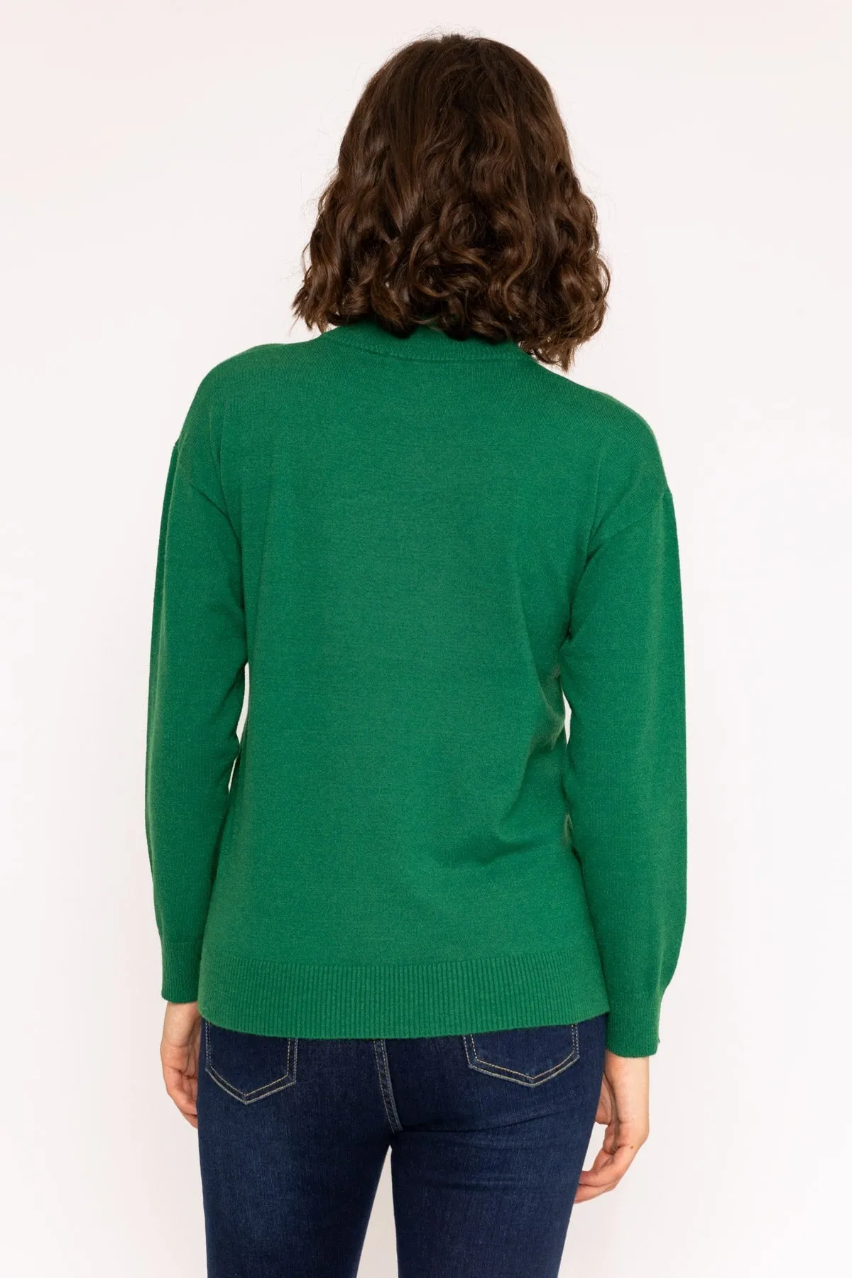 Mock High Neck Knit Jumper in Green