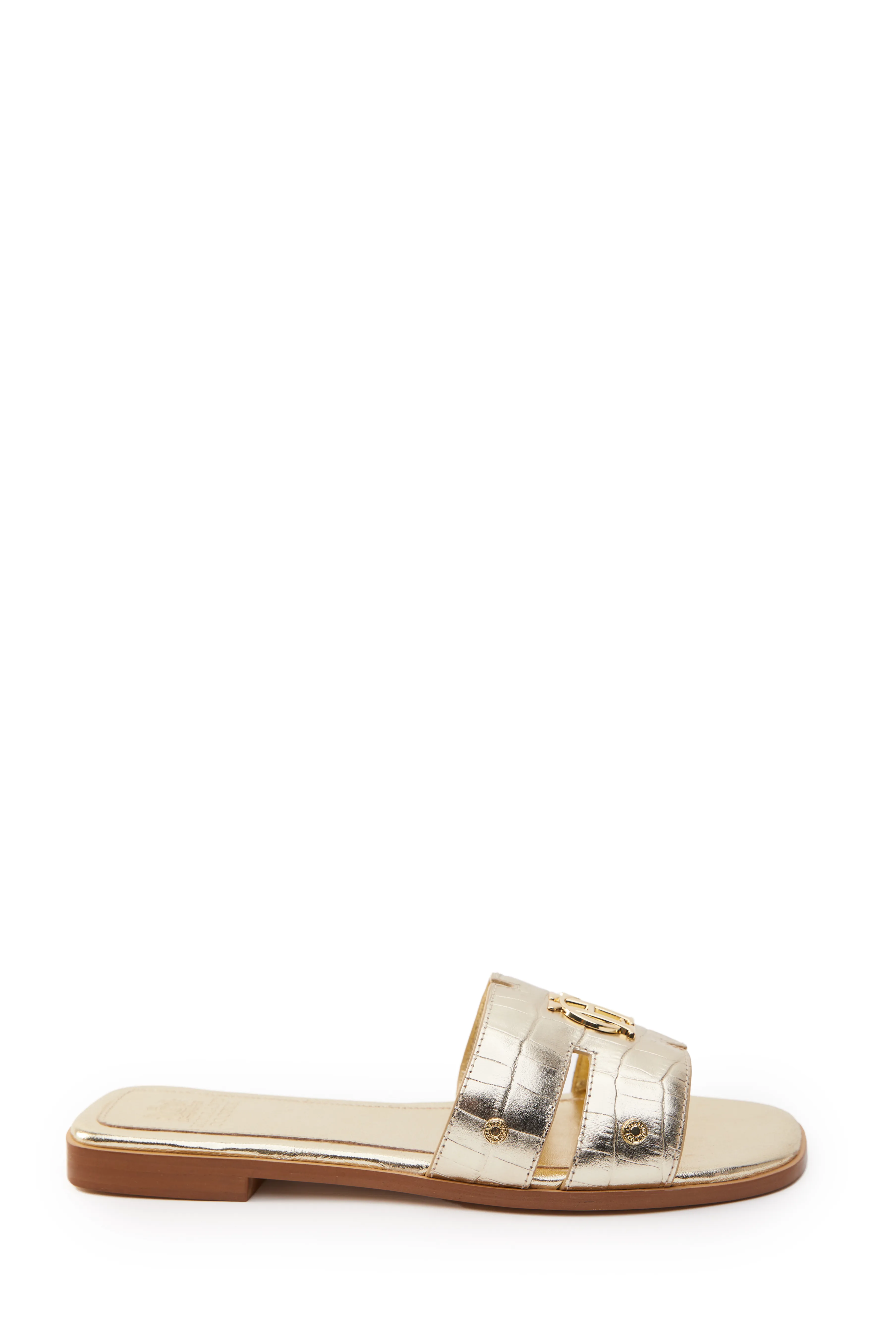 Monogram Slides (Gold Croc)