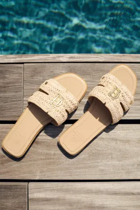 Monogram Slides (Natural Straw)