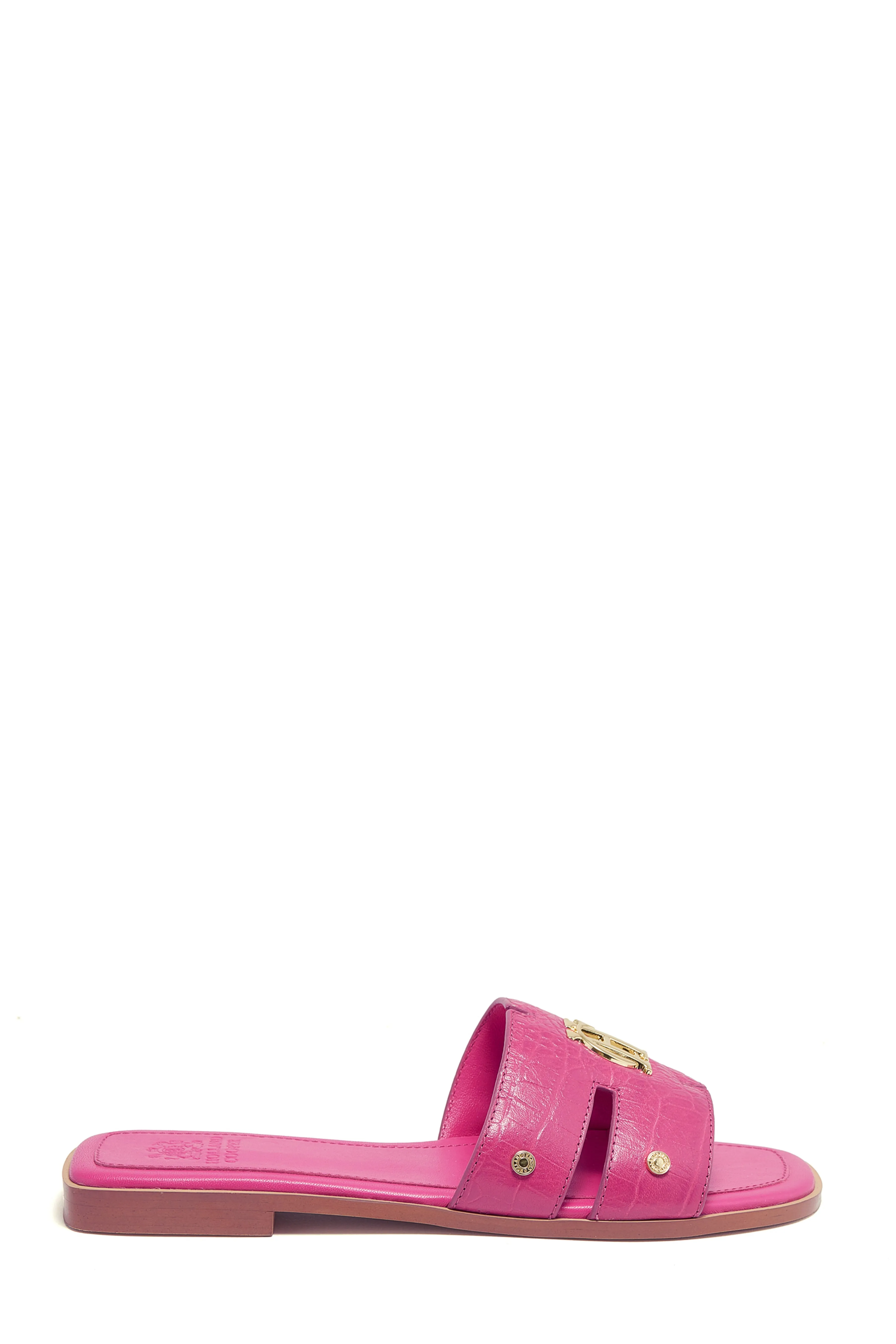 Monogram Slides (Pink Croc)