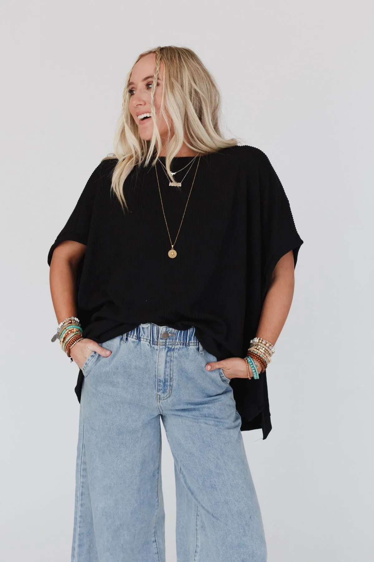 Black Moon Glow Knit Top