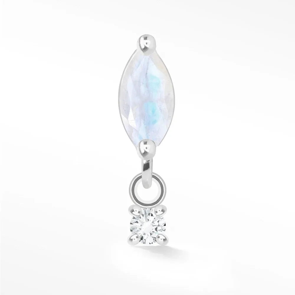 White Gold Moonstone Flat Back Earrings