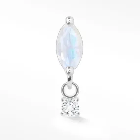 White Gold Moonstone Flat Back Earrings