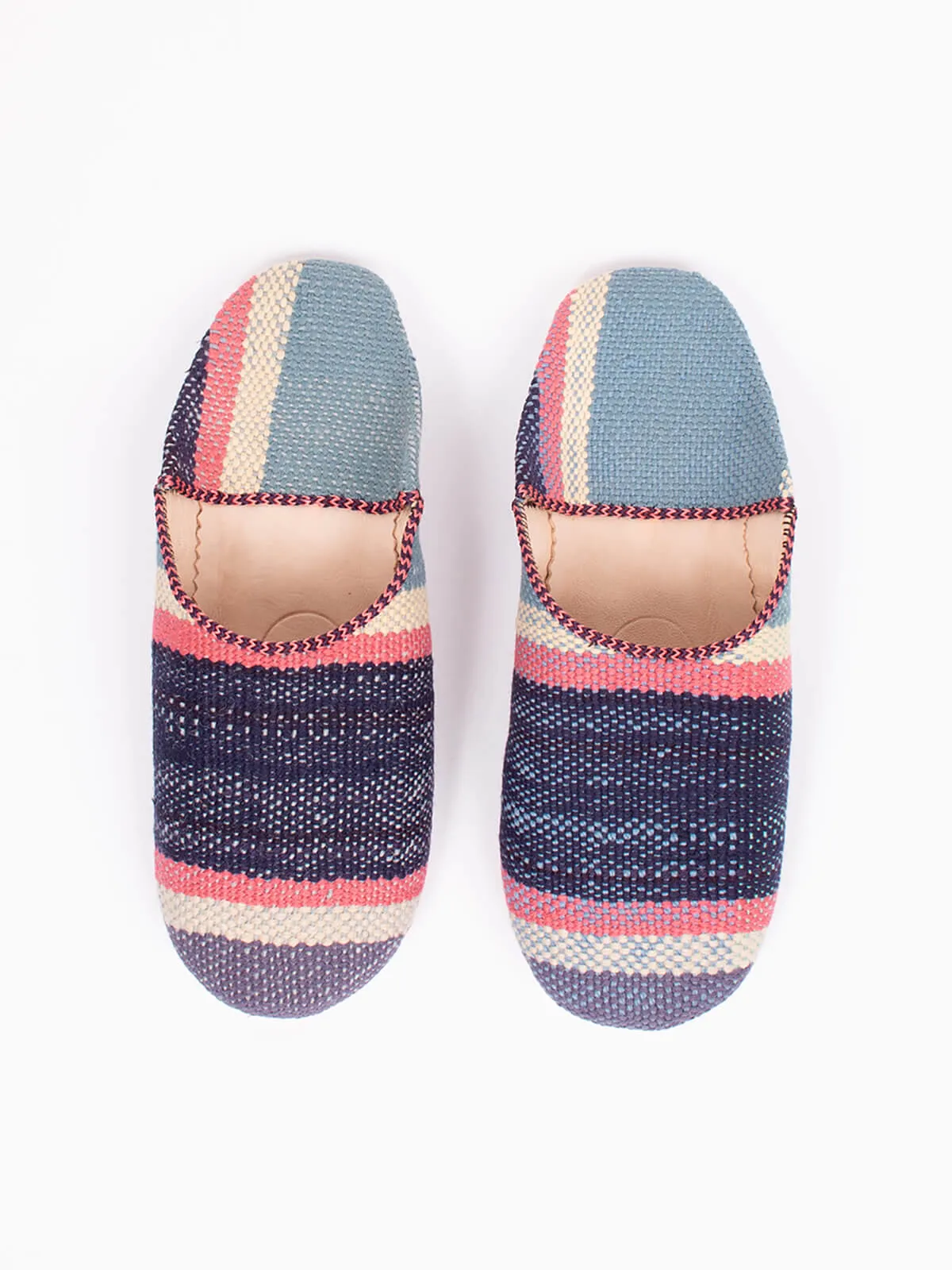 Moroccan Boujad Basic Babouche Slippers, Nordic Stripe