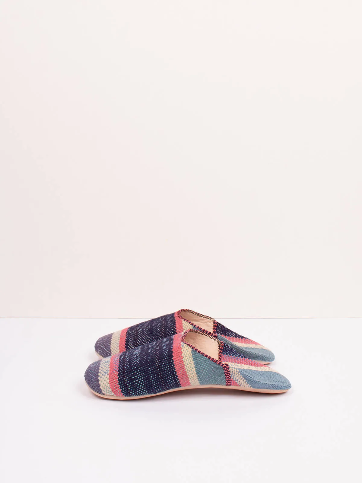 Moroccan Boujad Basic Babouche Slippers, Nordic Stripe