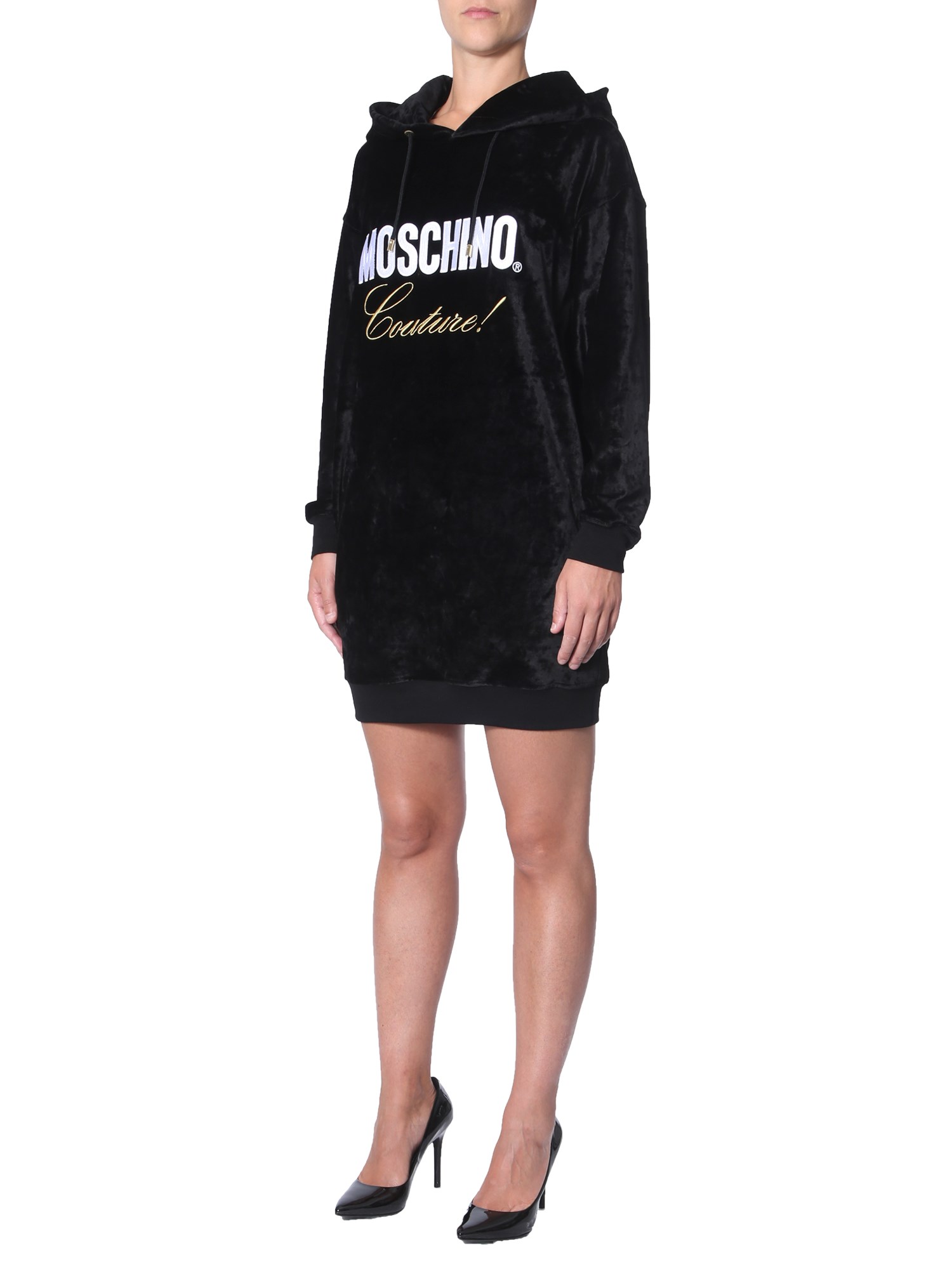 Moschino Hooded Logo Sweatshirt Dress