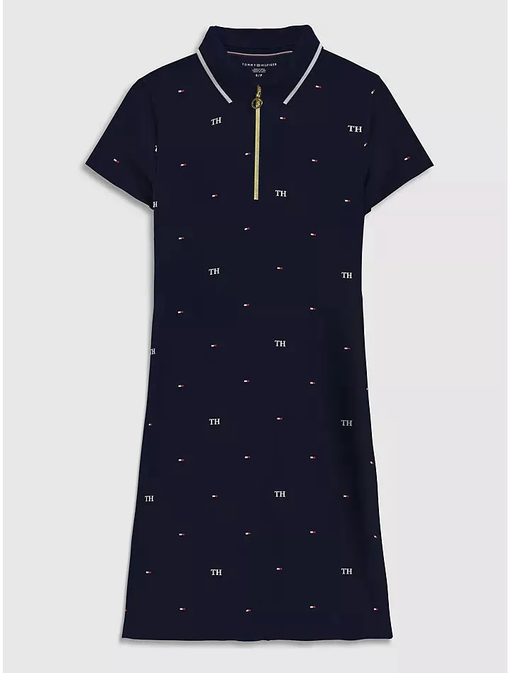 Motif Zip Polo Dress (Womens) - Navy