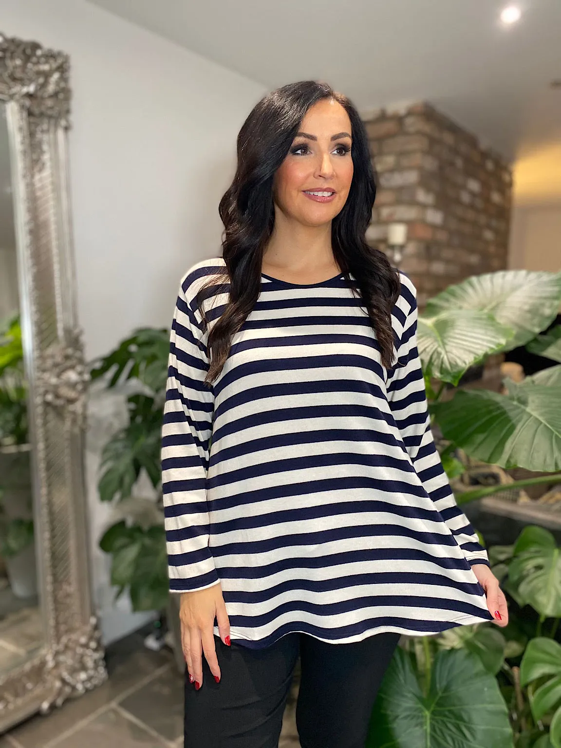 Nautical Striped Scoop Neck Blouse Anna