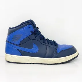 Nike Mens Air Jordan 1 Mid 554724-412 Blue Basketball Shoes Sneakers Size 11