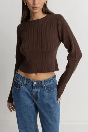 Noemie Chocolate Knit Long Sleeve Top