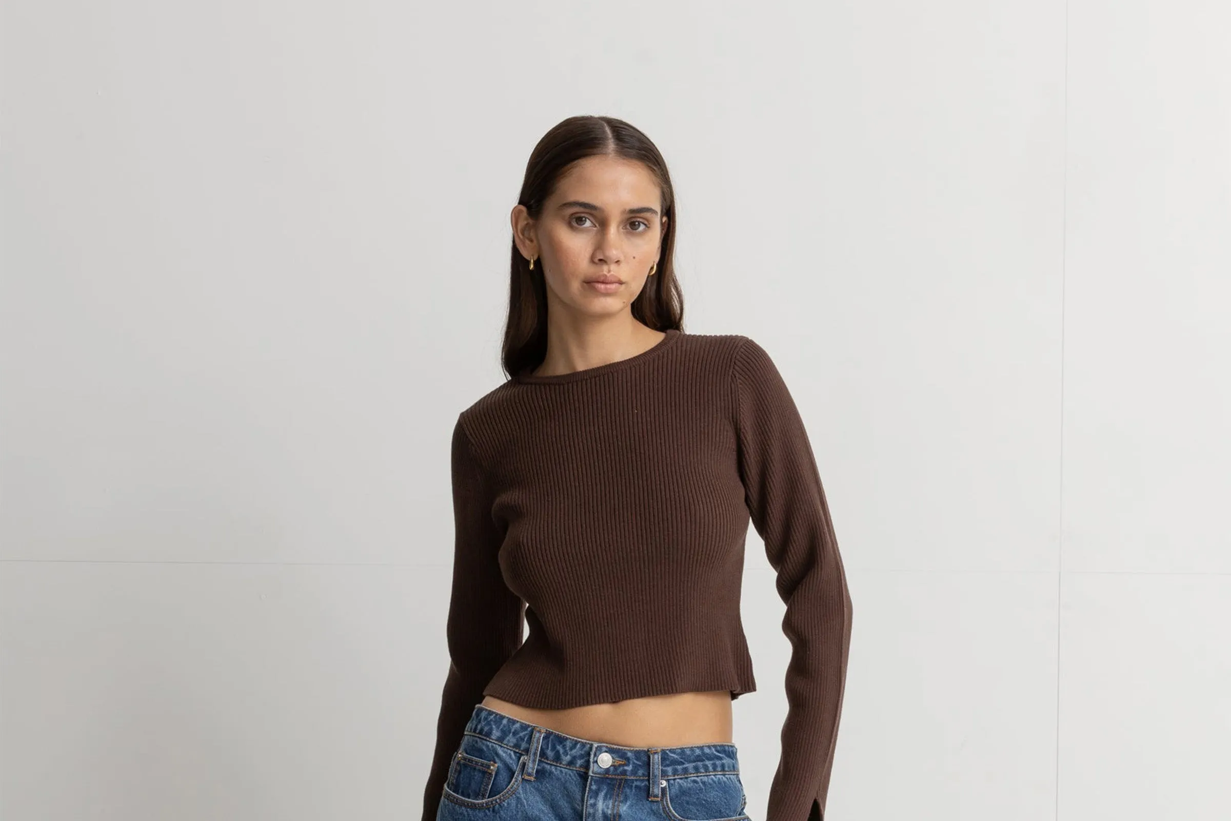 Noemie Chocolate Knit Long Sleeve Top