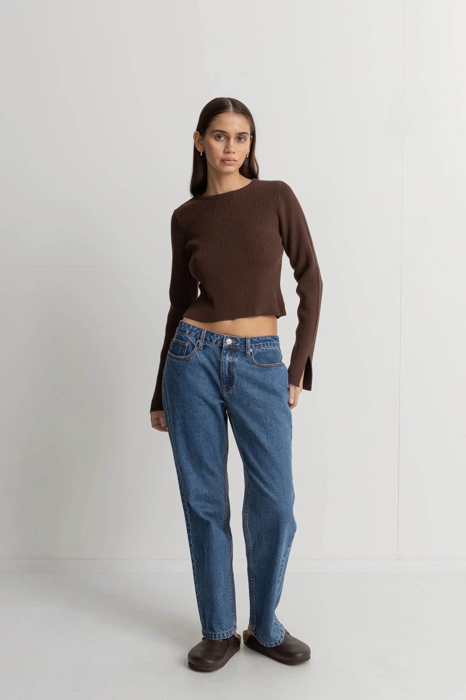 Noemie Chocolate Knit Long Sleeve Top