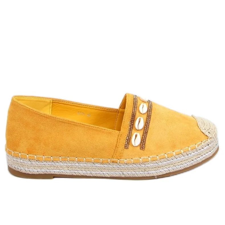 Elegant Ocean Yellow shell espadrilles