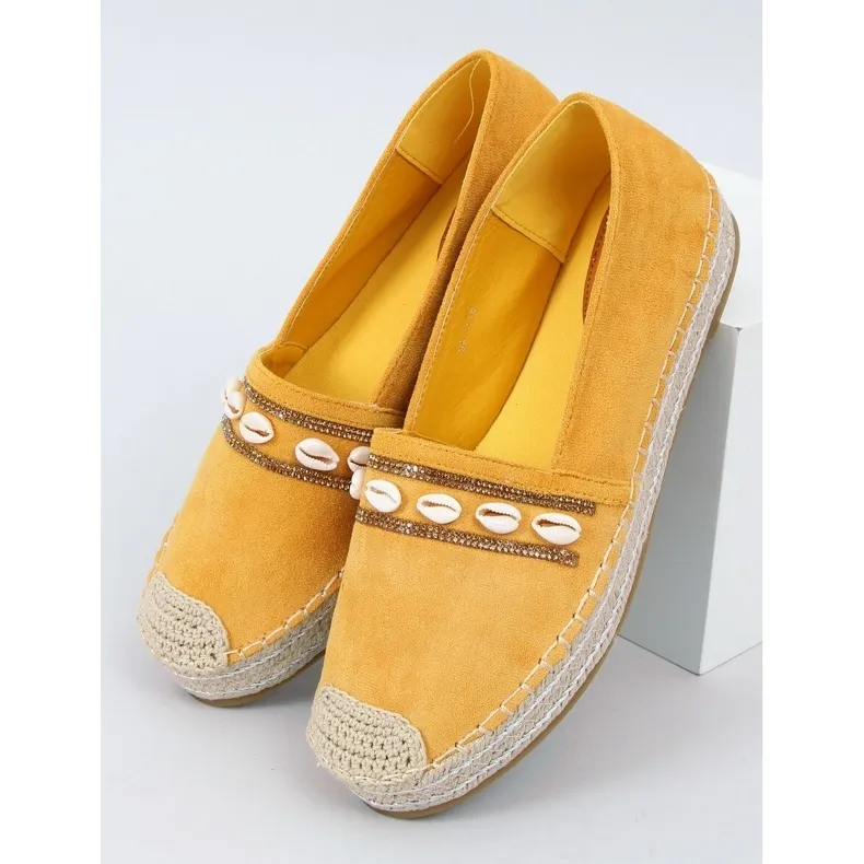 Elegant Ocean Yellow shell espadrilles