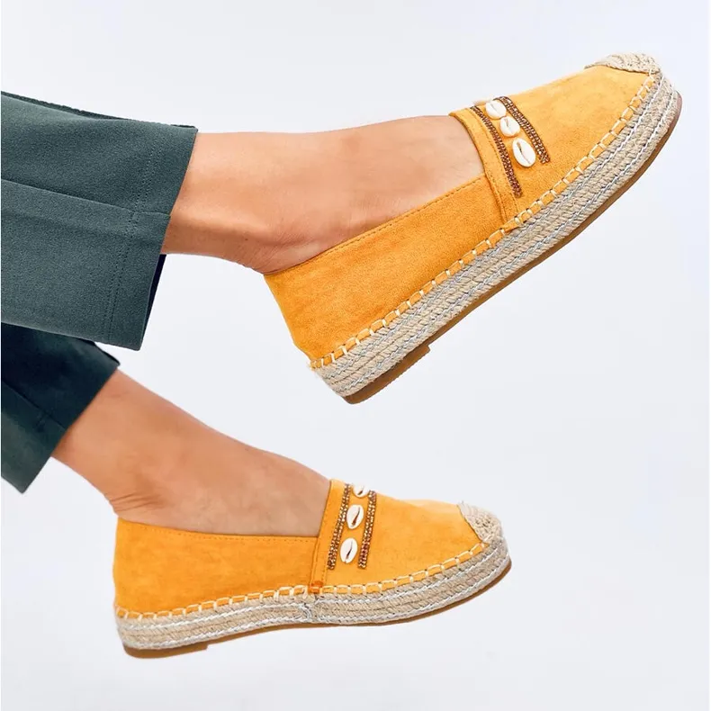 Elegant Ocean Yellow shell espadrilles