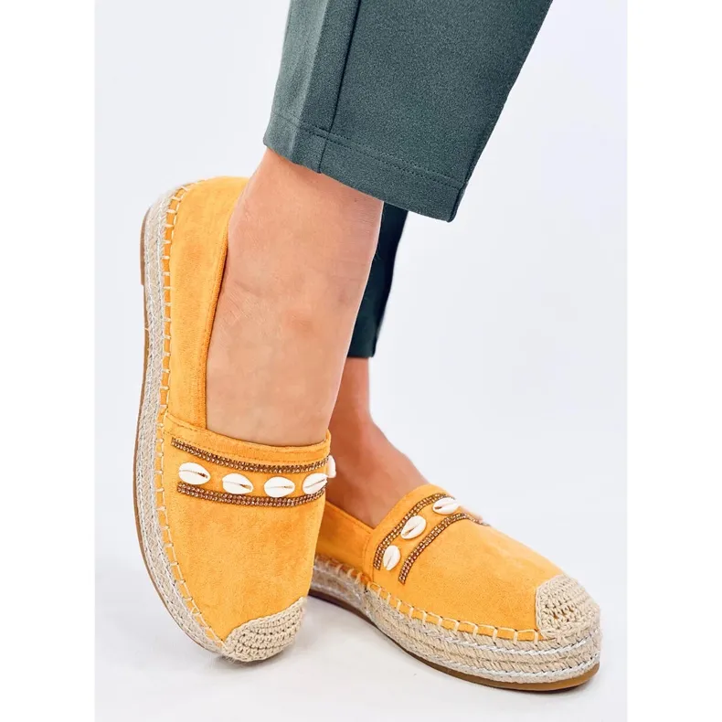 Elegant Ocean Yellow shell espadrilles