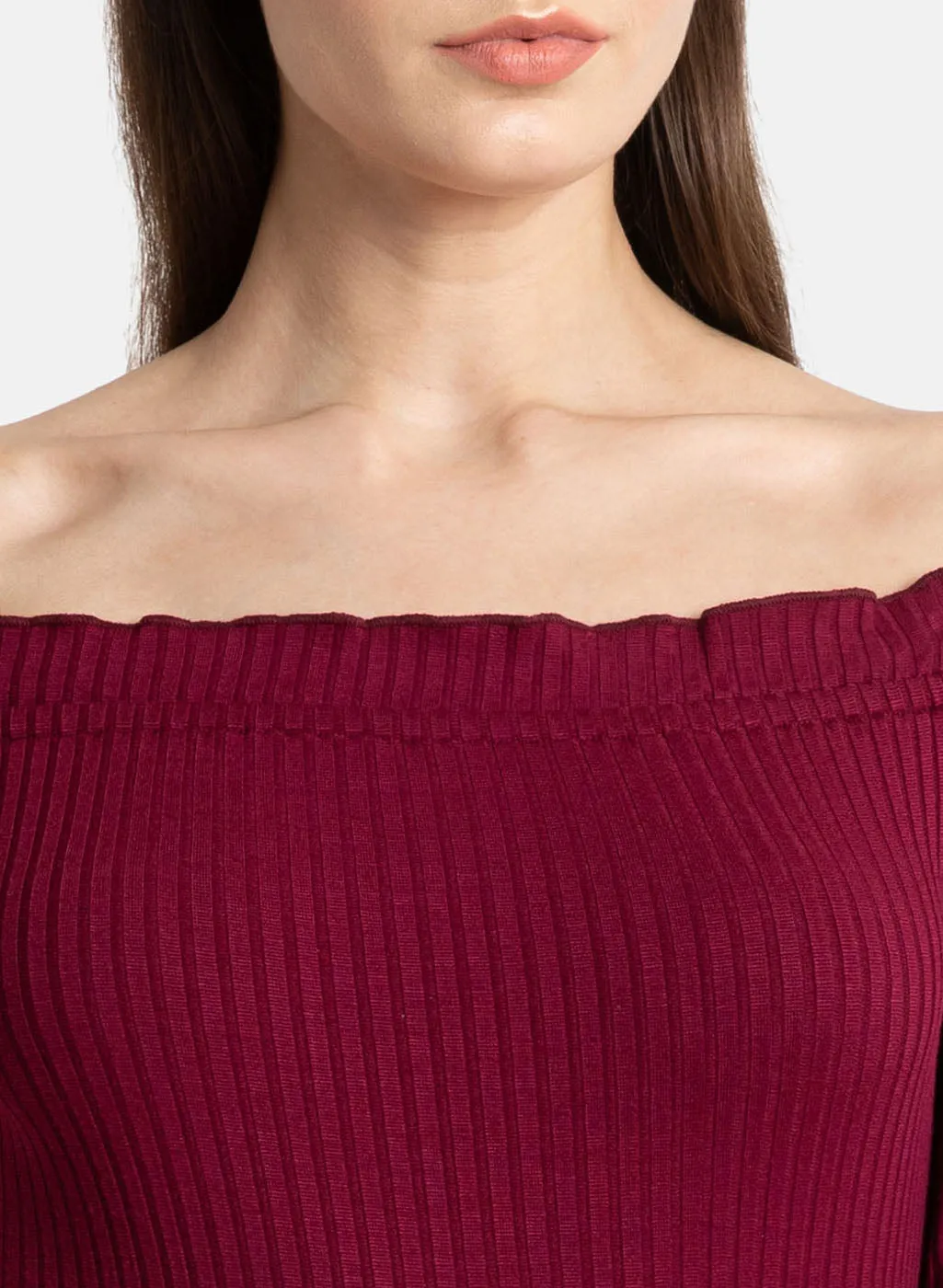 Off Shoulder Lettuce Hem Top