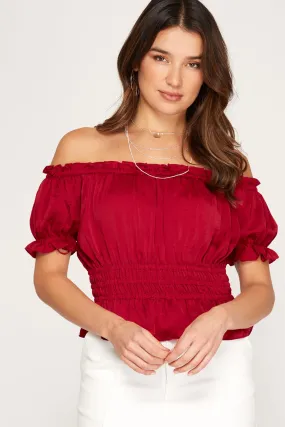 Satin Off-Shoulder Top