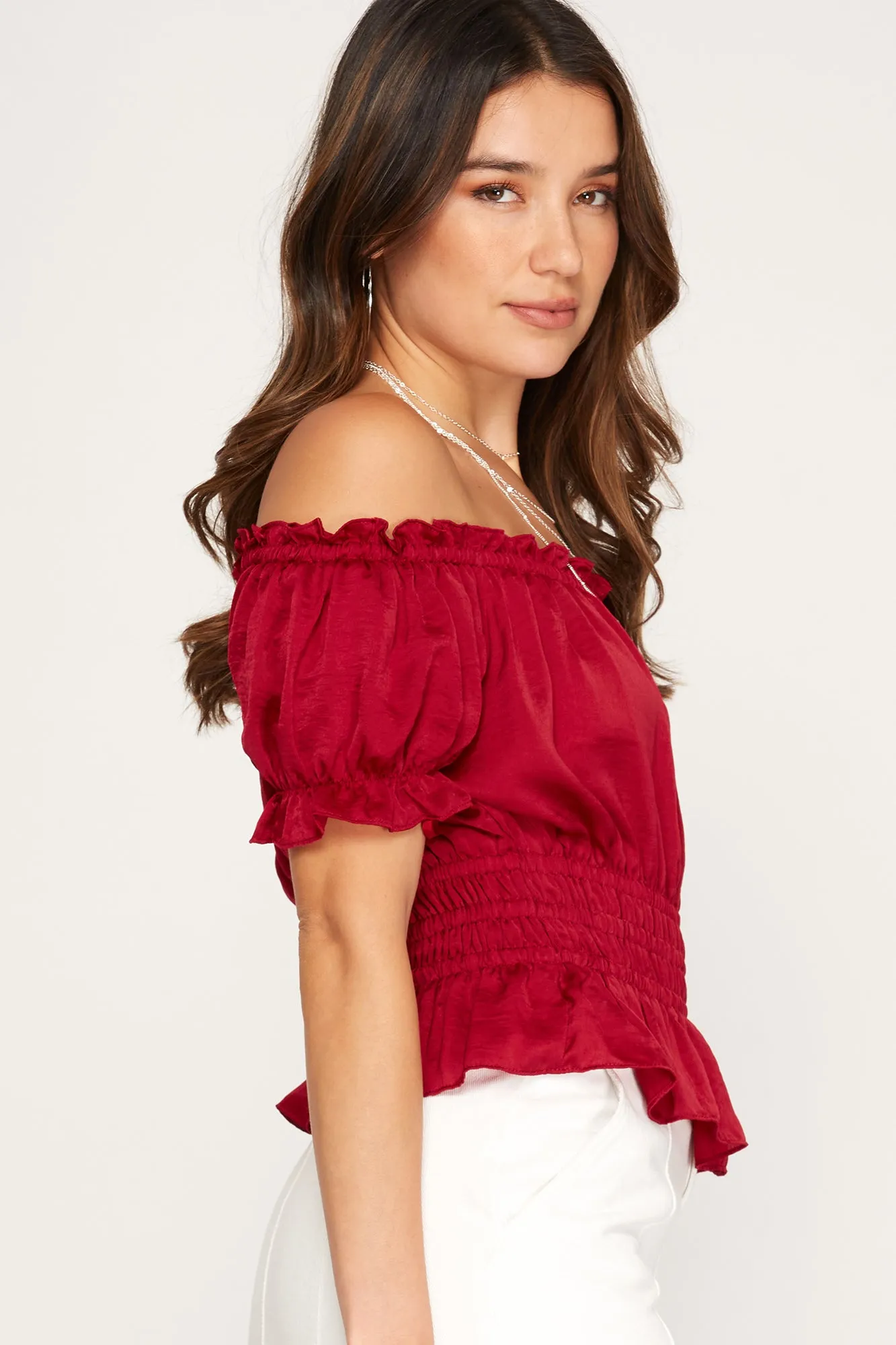 Satin Off-Shoulder Top