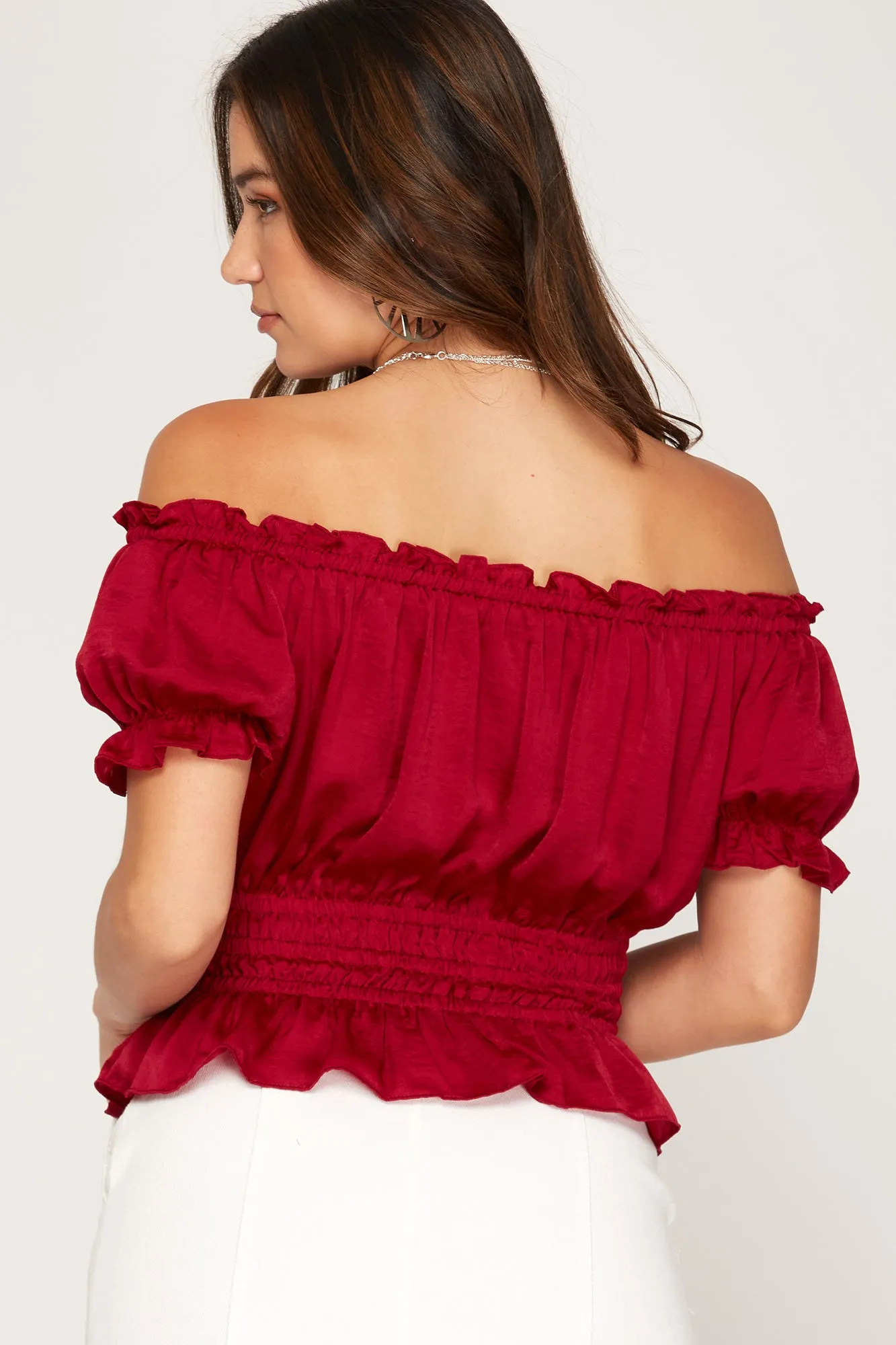 Satin Off-Shoulder Top