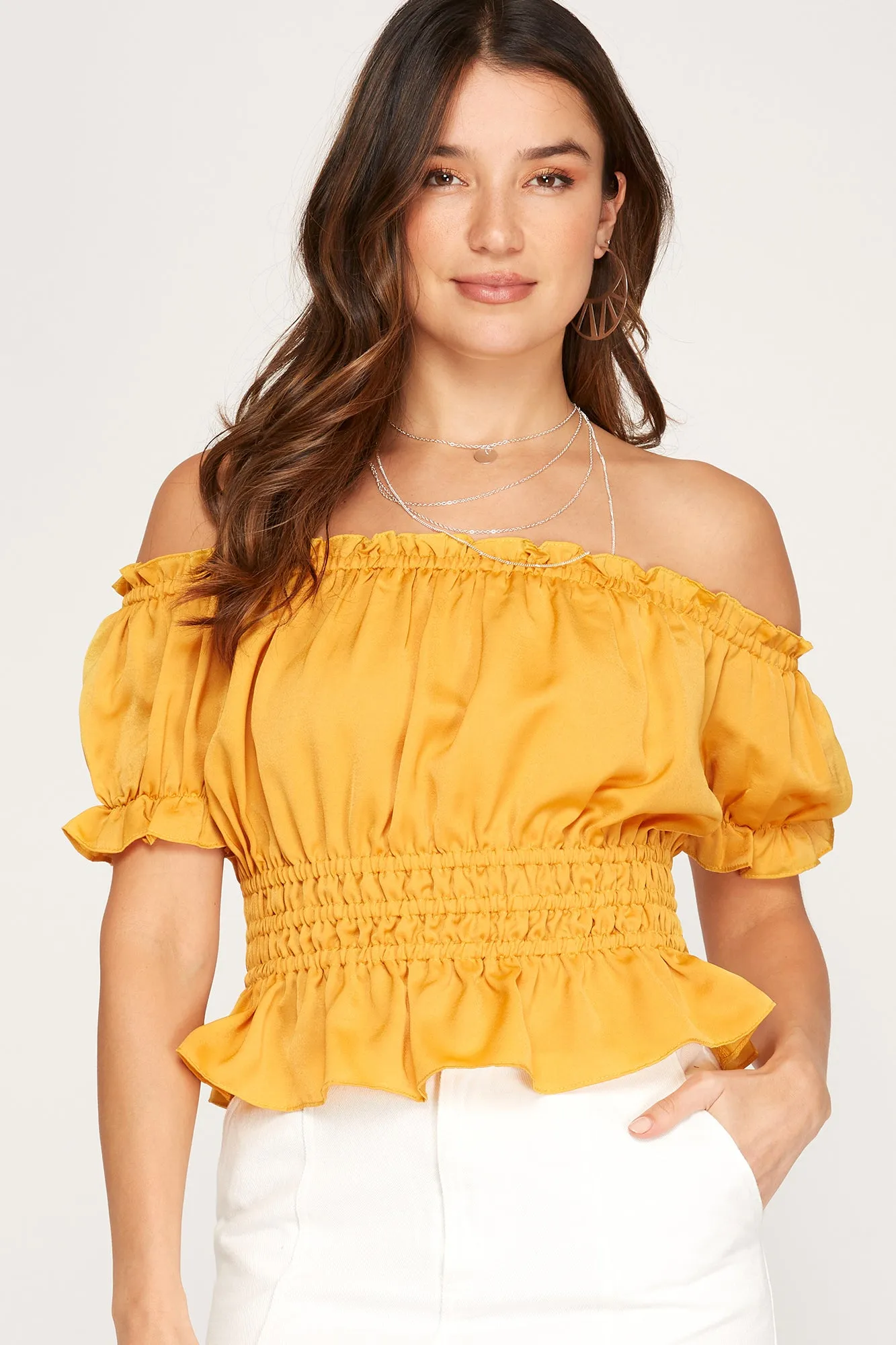 Satin Off-Shoulder Top