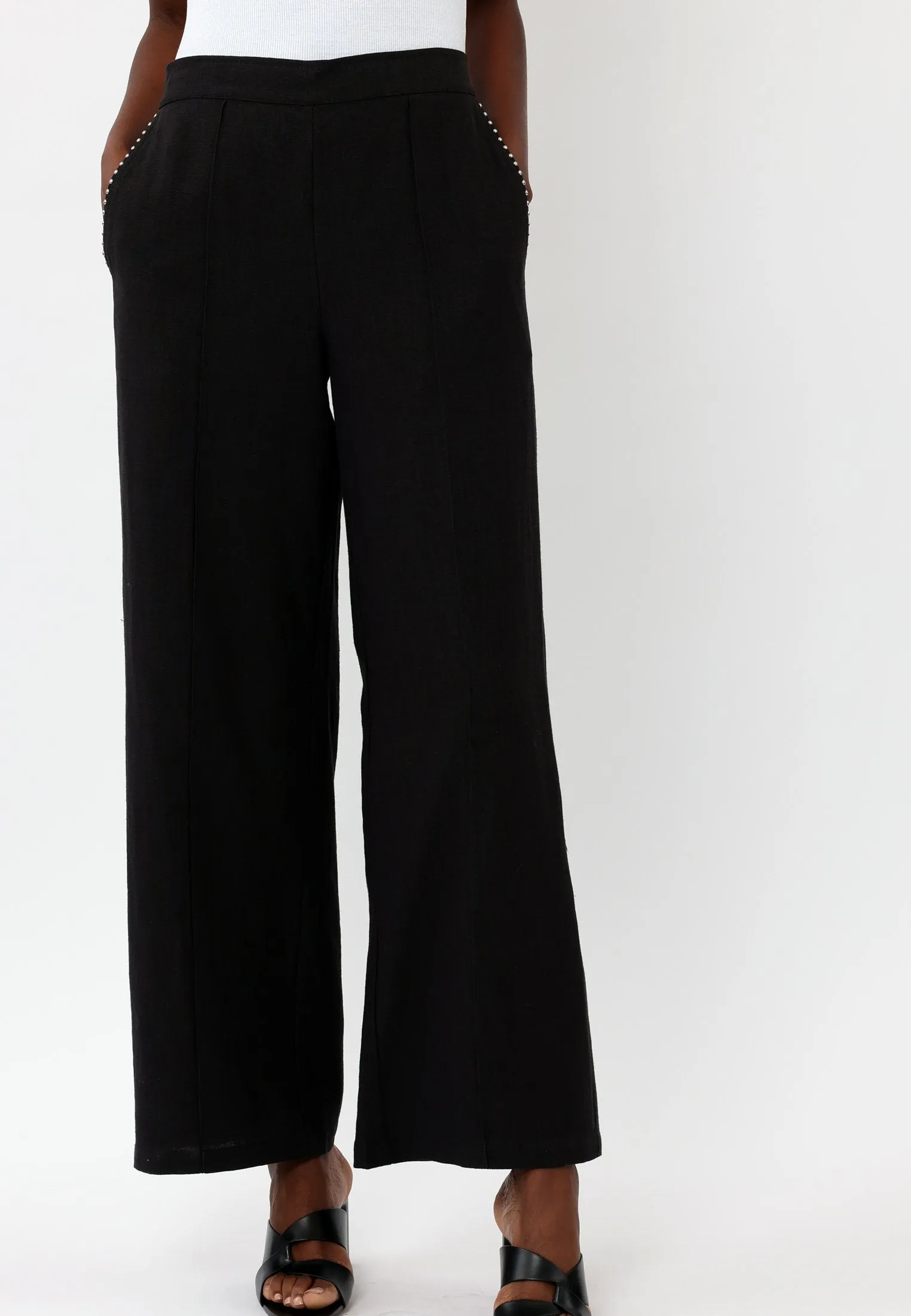 OUTLINE BLACK WIDE LEG TROUSERS