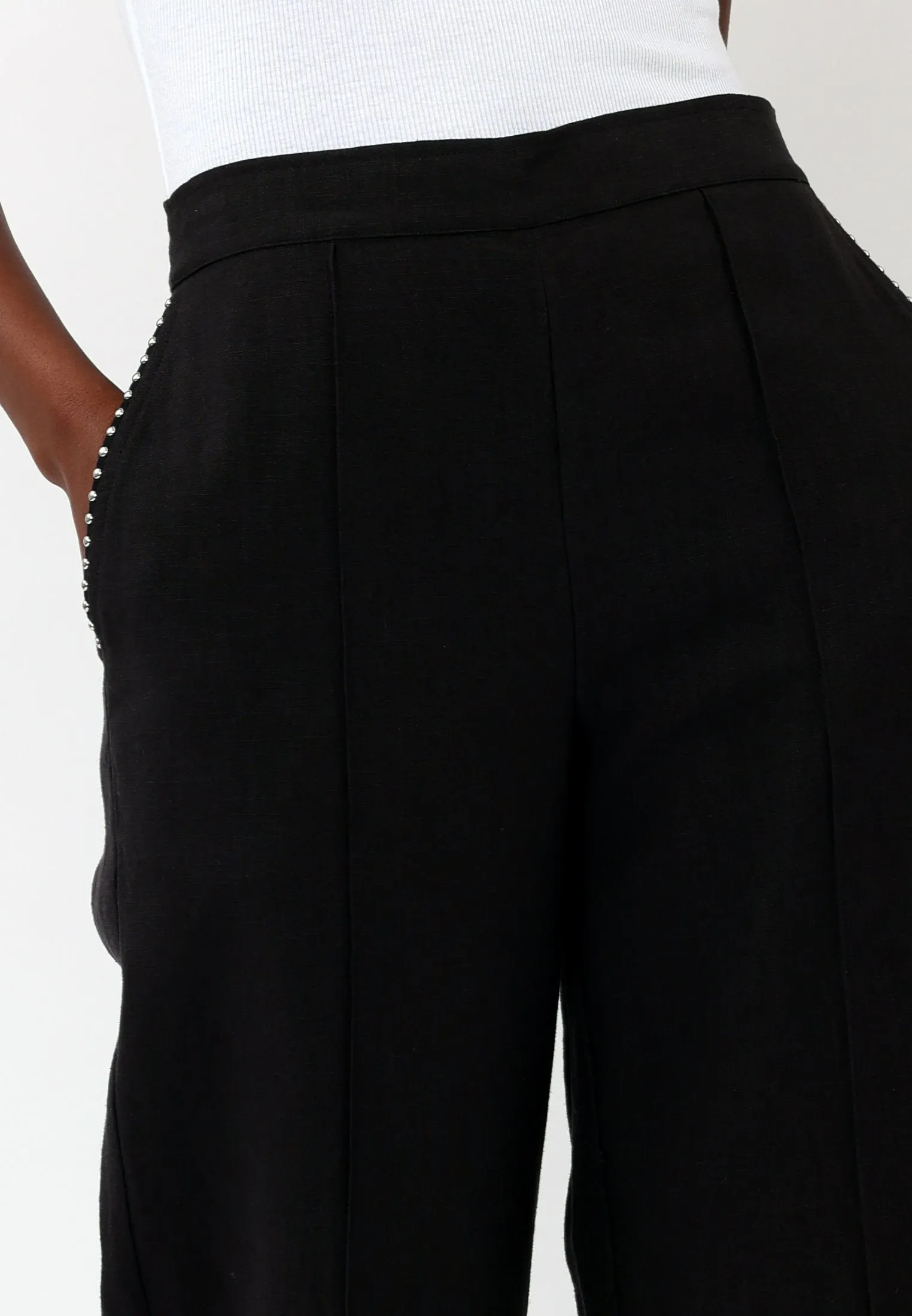 OUTLINE BLACK WIDE LEG TROUSERS