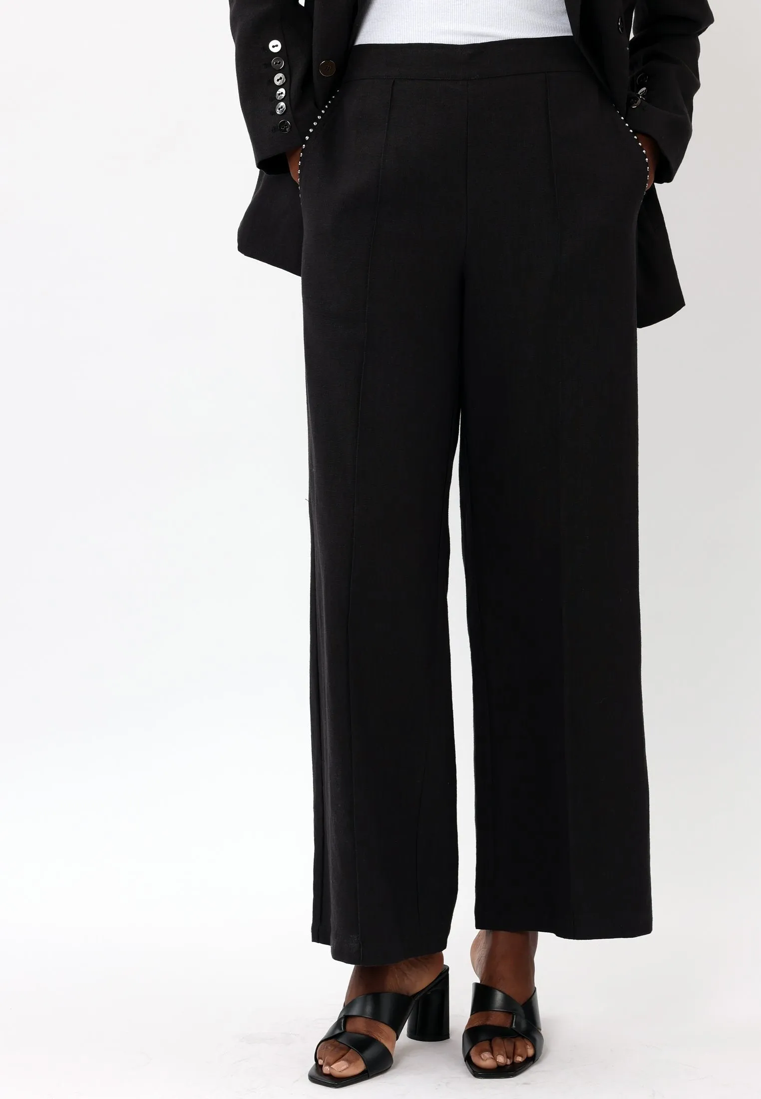 OUTLINE BLACK WIDE LEG TROUSERS