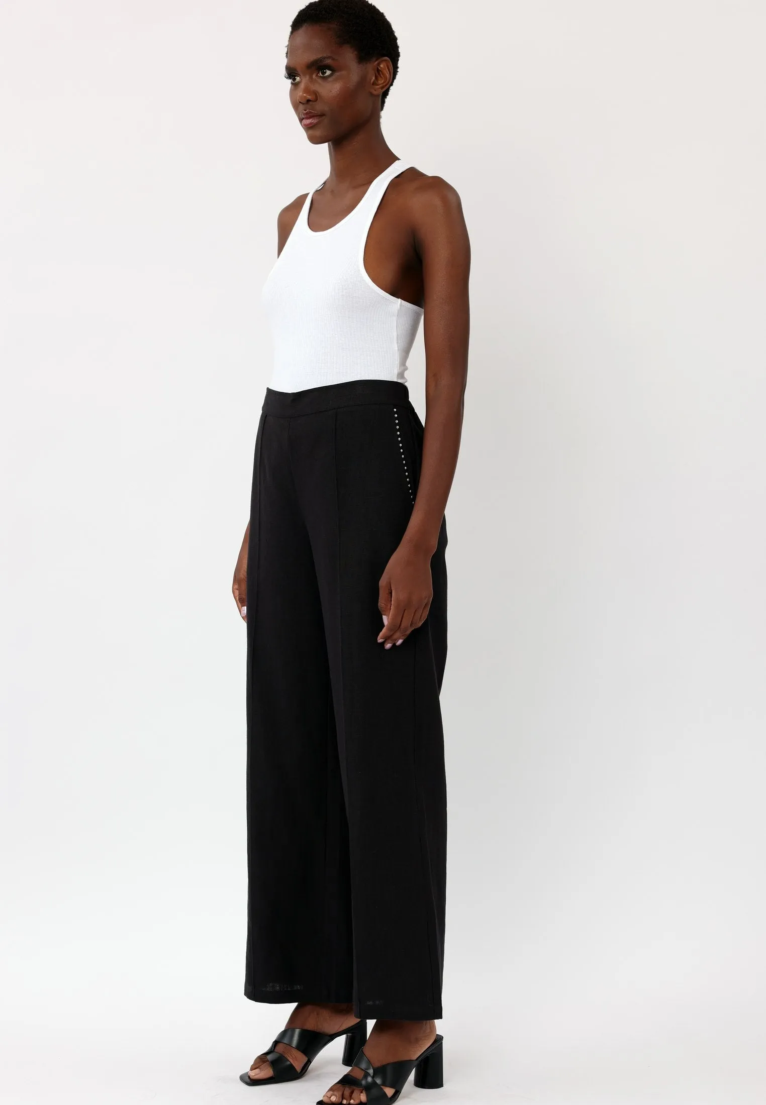 OUTLINE BLACK WIDE LEG TROUSERS