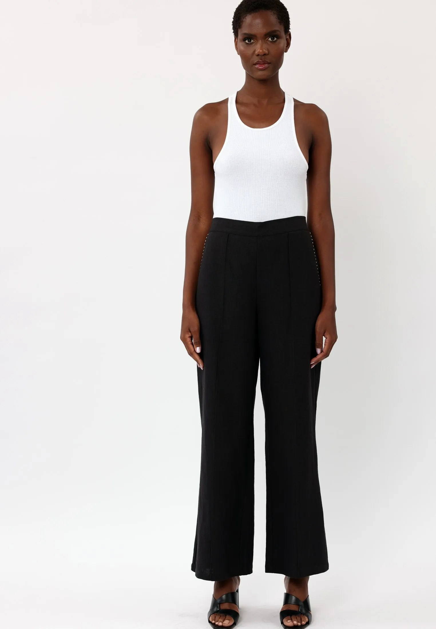 OUTLINE BLACK WIDE LEG TROUSERS