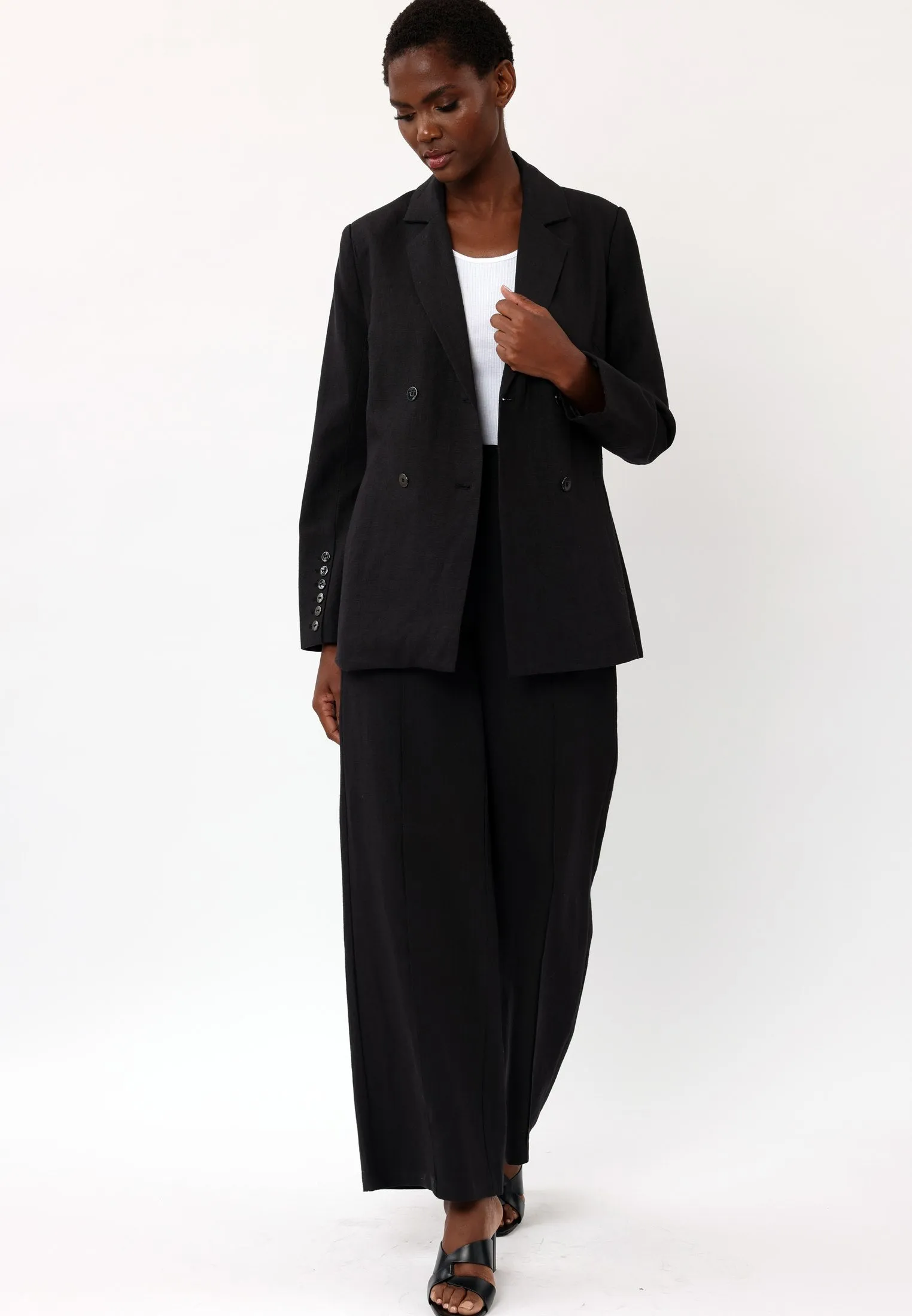 OUTLINE BLACK WIDE LEG TROUSERS