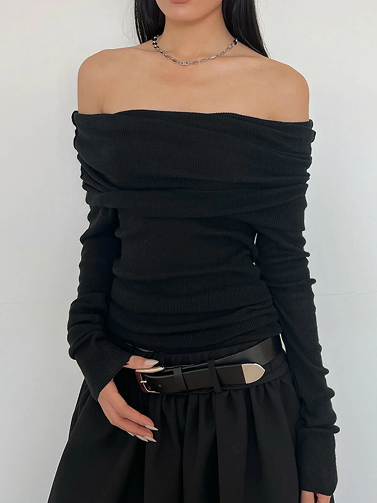 Overfold Off-Shoulder Shirt