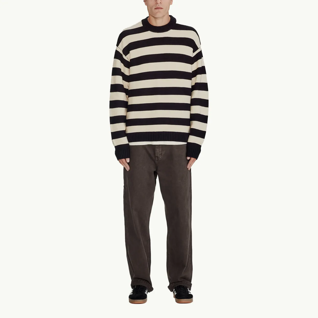 Oversized Knit Jumper - Black/White Stripe