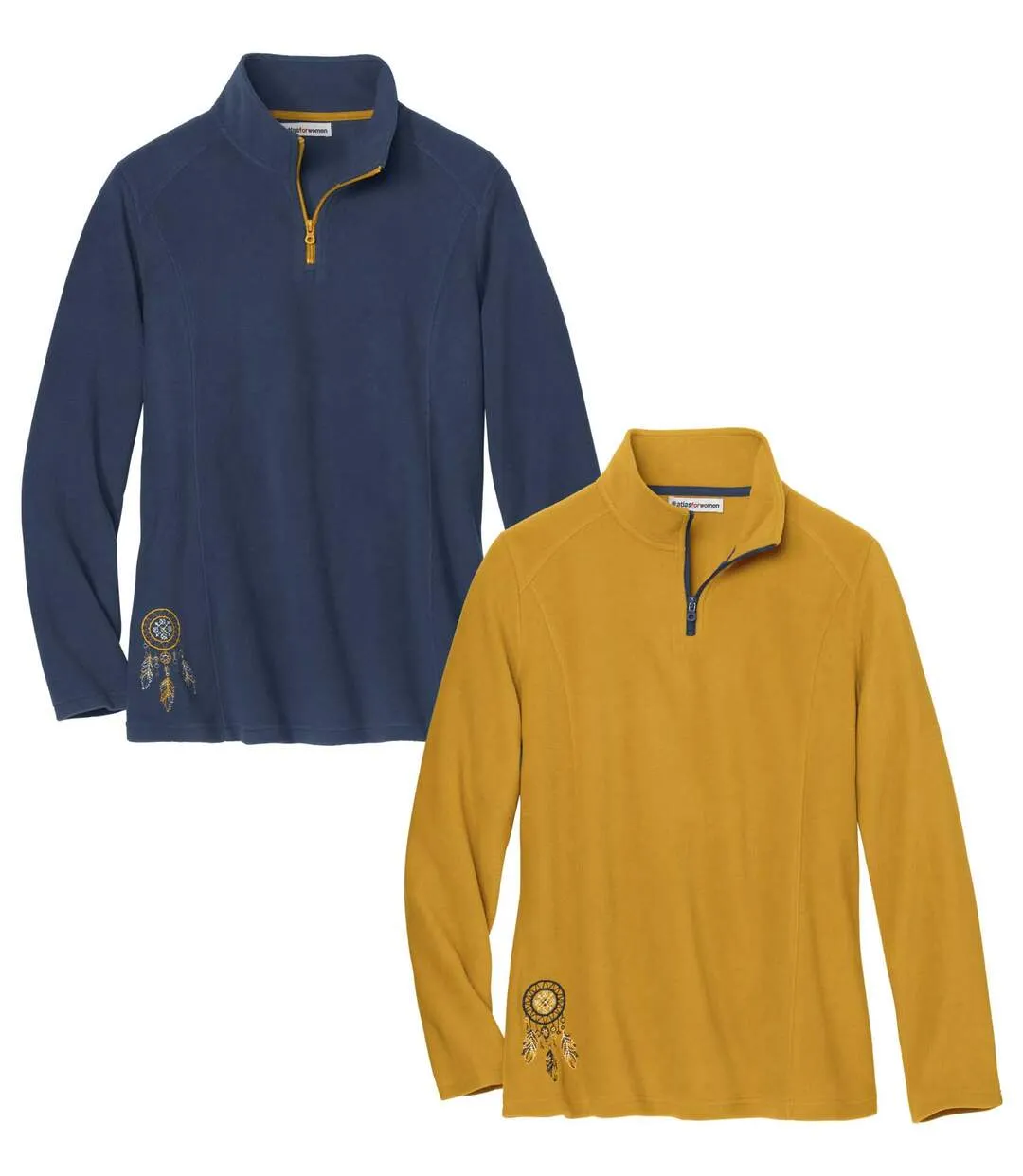 2-Pack Microfleece Women's Jumpers in Navy Ochre.