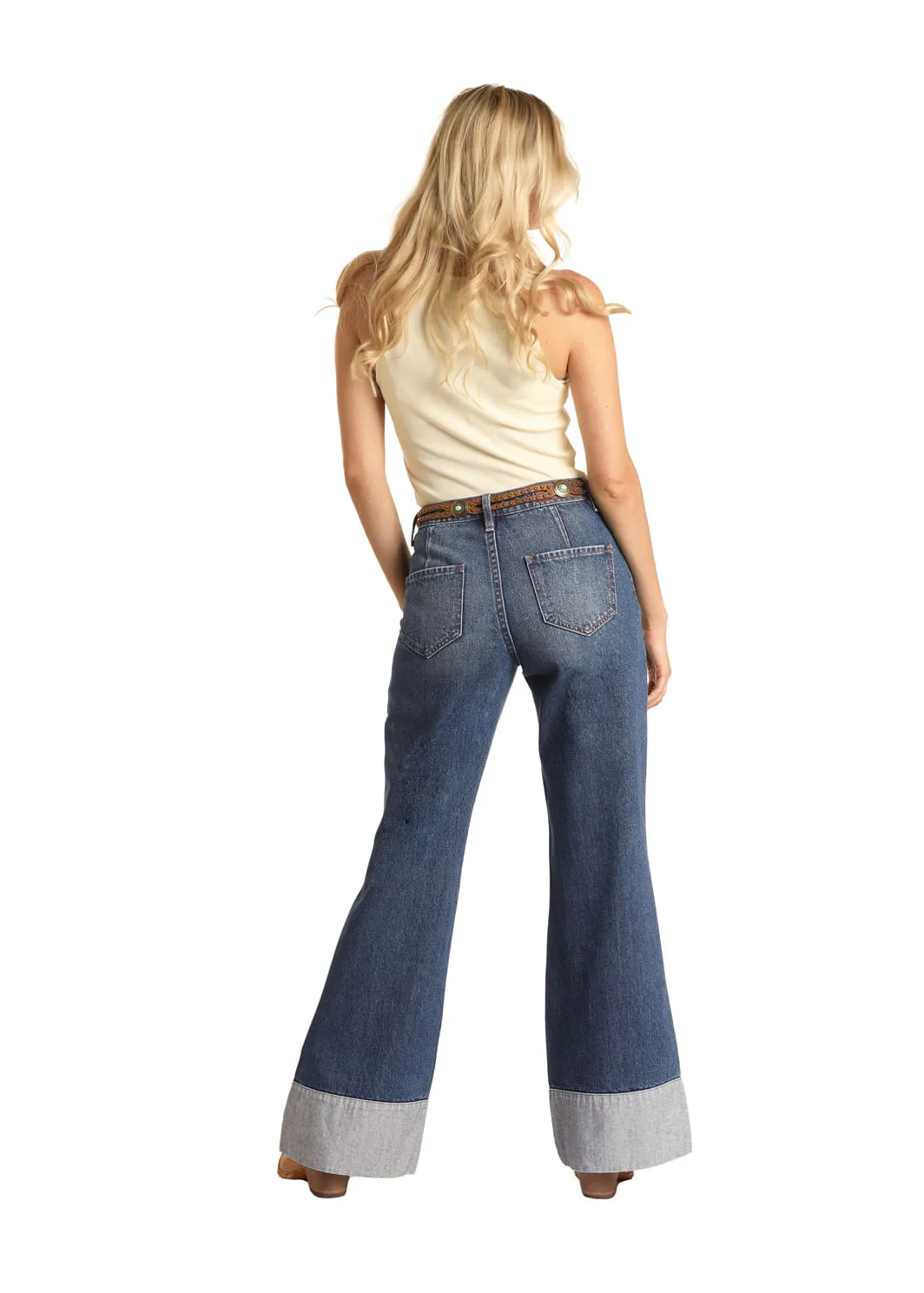 Womens Medium Wash Rock & Roll Flare Jeans by Panhandle Slim