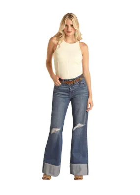 Womens Medium Wash Rock & Roll Flare Jeans by Panhandle Slim