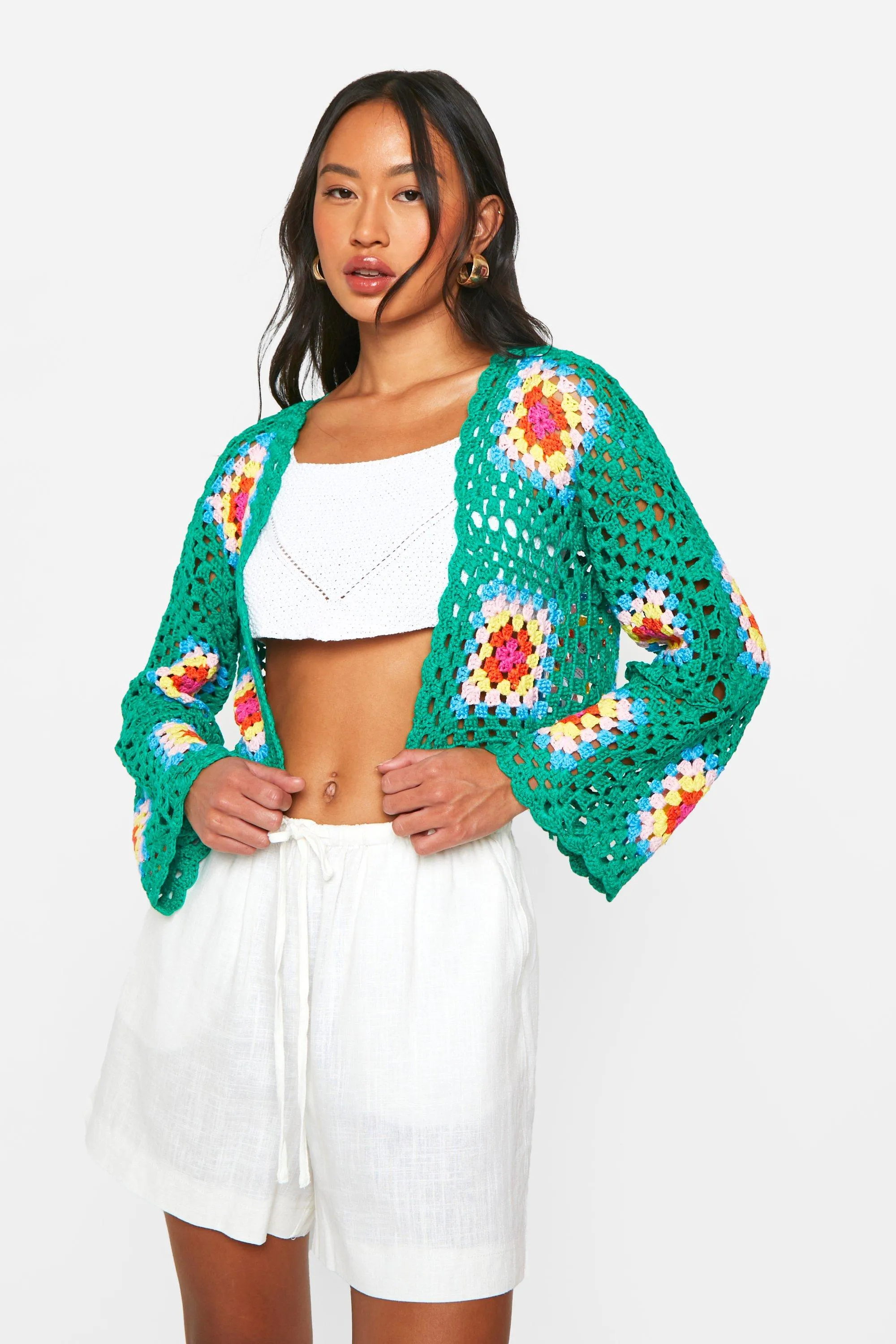 Patchwork Crochet Cropped Cardigans for Women | Shop Boohoo