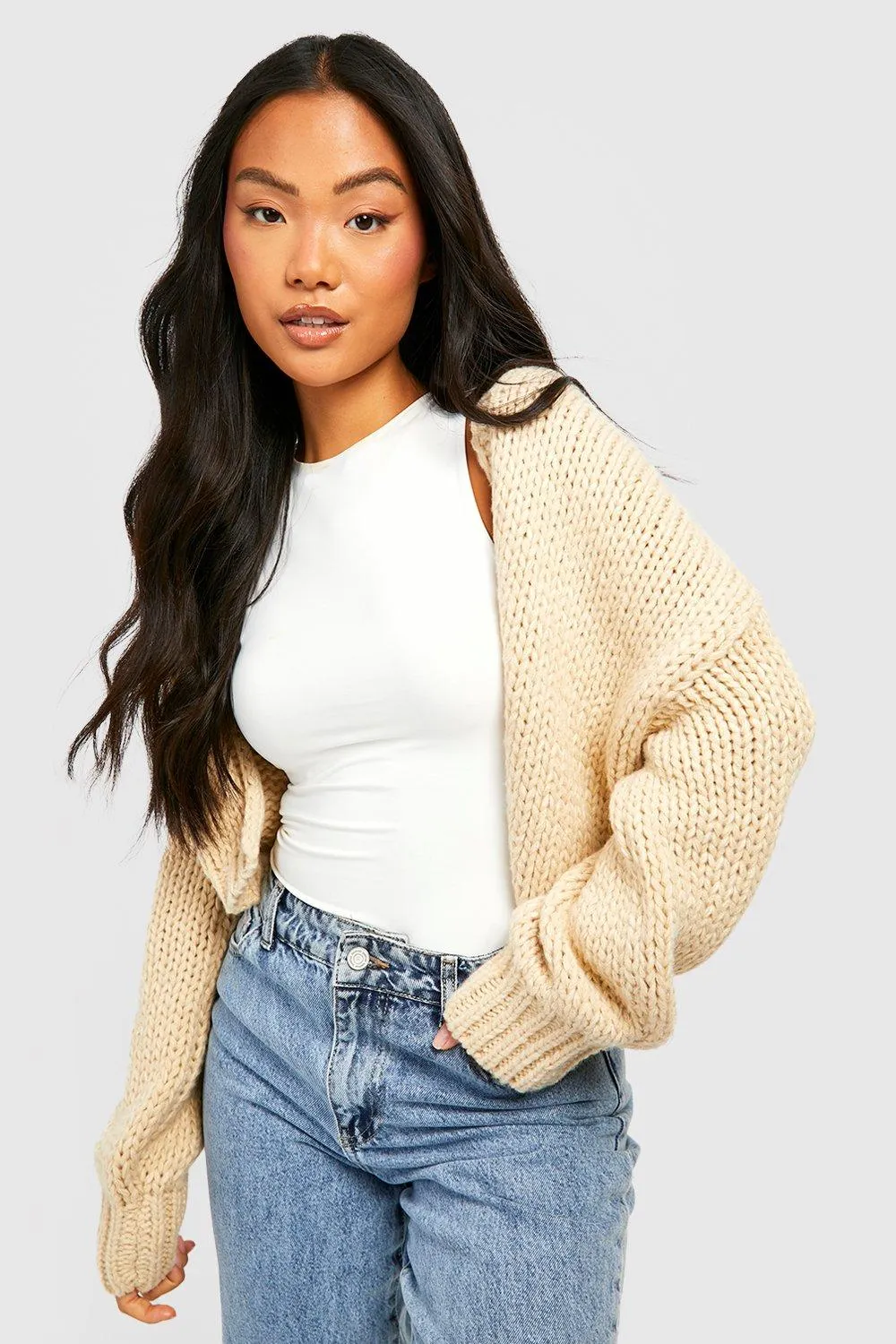 Petite Premium Chunky Knit Cardigan - Shop Jumpers & Cardigans at boohoo