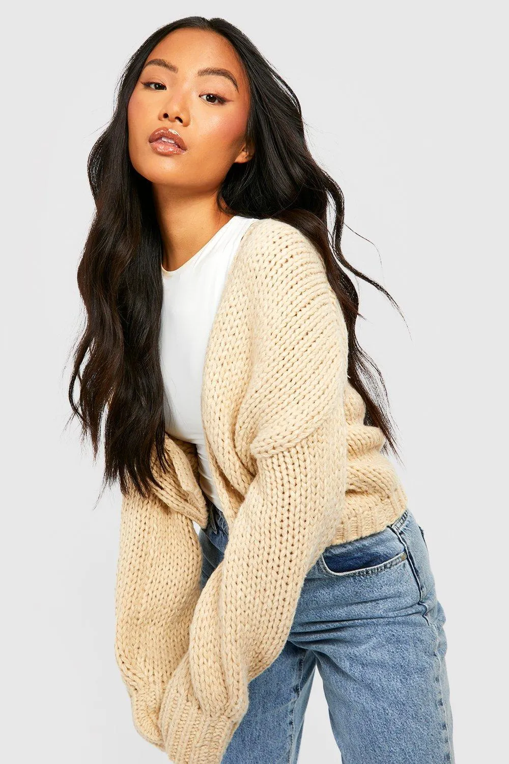 Petite Premium Chunky Knit Cardigan - Shop Jumpers & Cardigans at boohoo